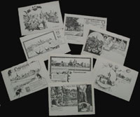 Facsimil&eacute; de cartes dessin&eacute;es par  Oscar Huguenin